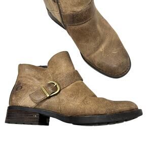 Born Tan Leather Ankle Boots Womens 6.5 Booties Combat Boho Fall Classic